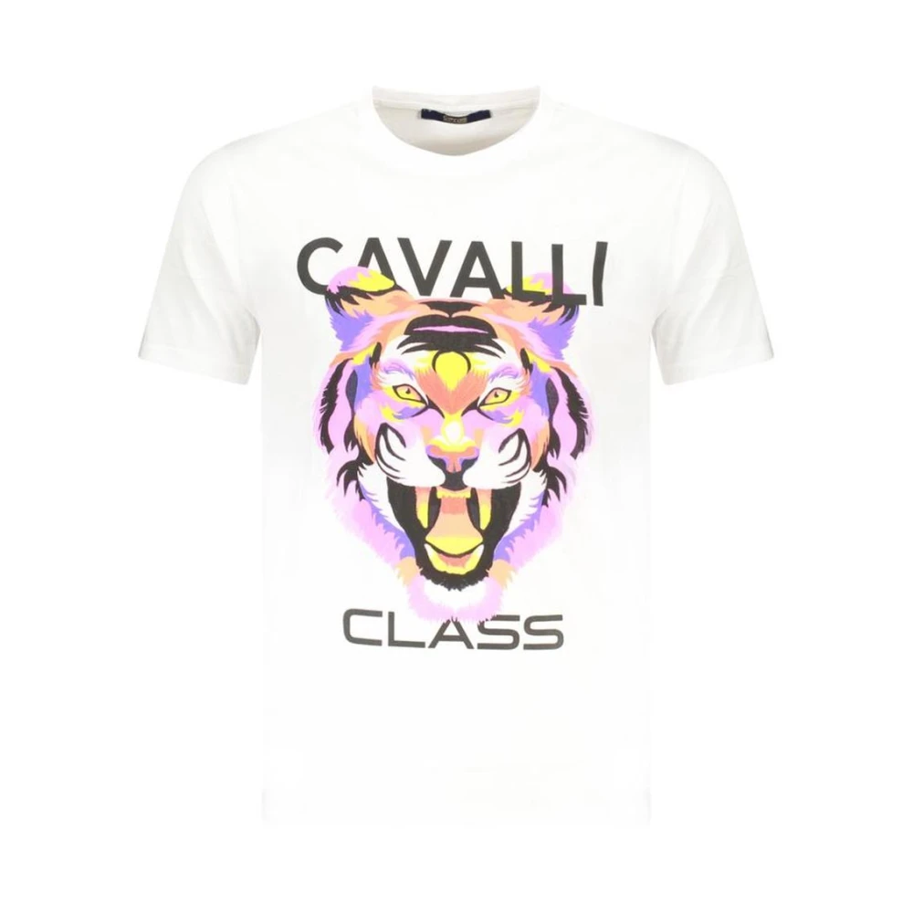 Cavalli Class Men's White Bold Tiger Print Short Sleeve Tee - T-Shirts - 2XL- Tops