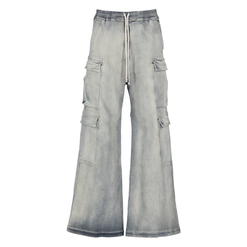 Rick Owens Blauwe Cargo Broek Elastische Taille Koord Blue Heren