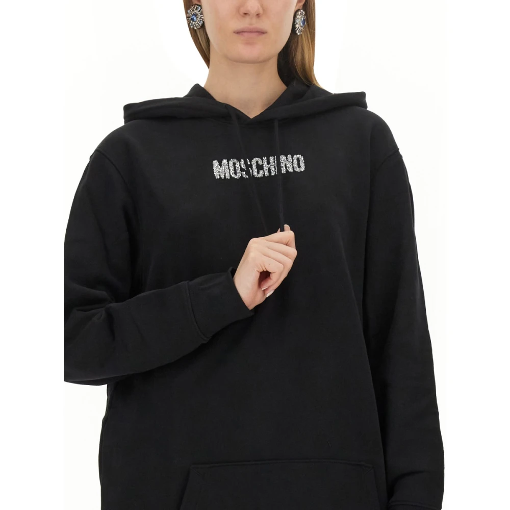 Moschino Oversized Katoenen Sweatshirt Jurk Black Dames