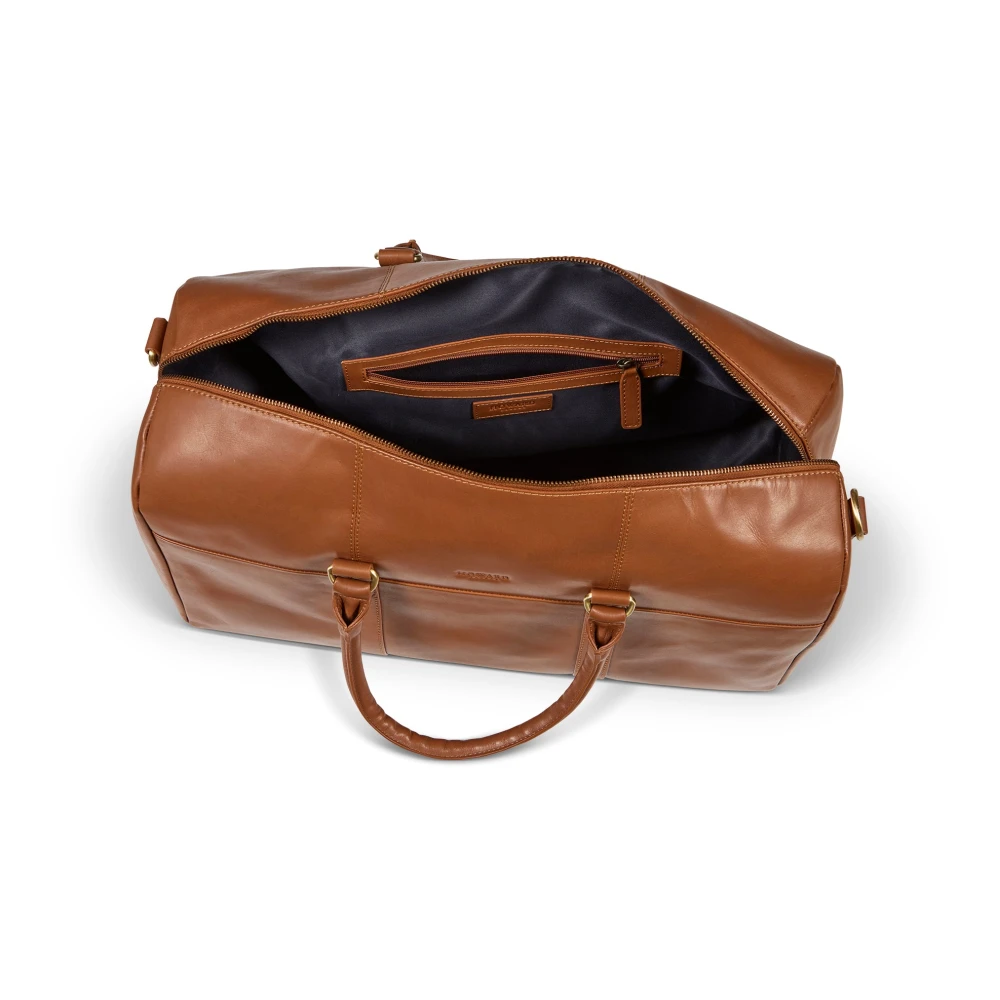 Howard London Bruin Leren Weekendtas Brown Heren