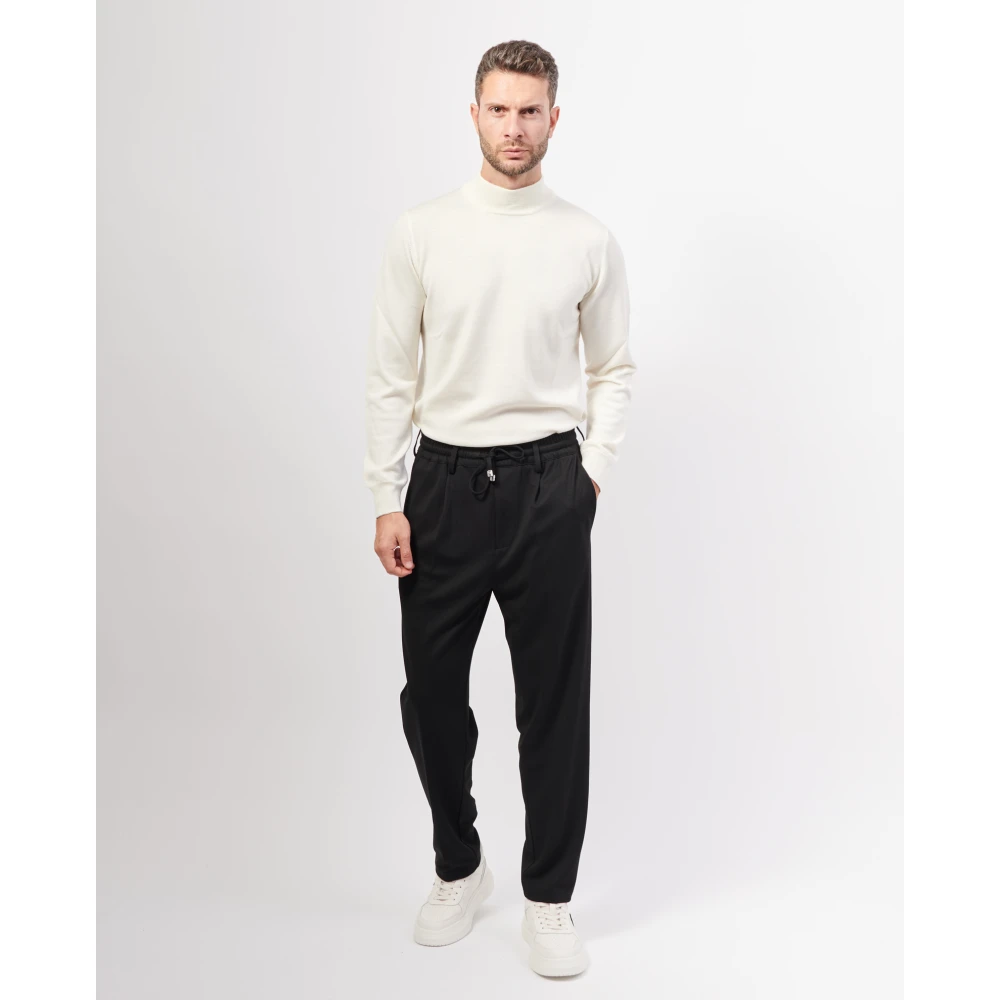 Richmond Zwarte broek met rechte pijpen en elastische taille Black Heren