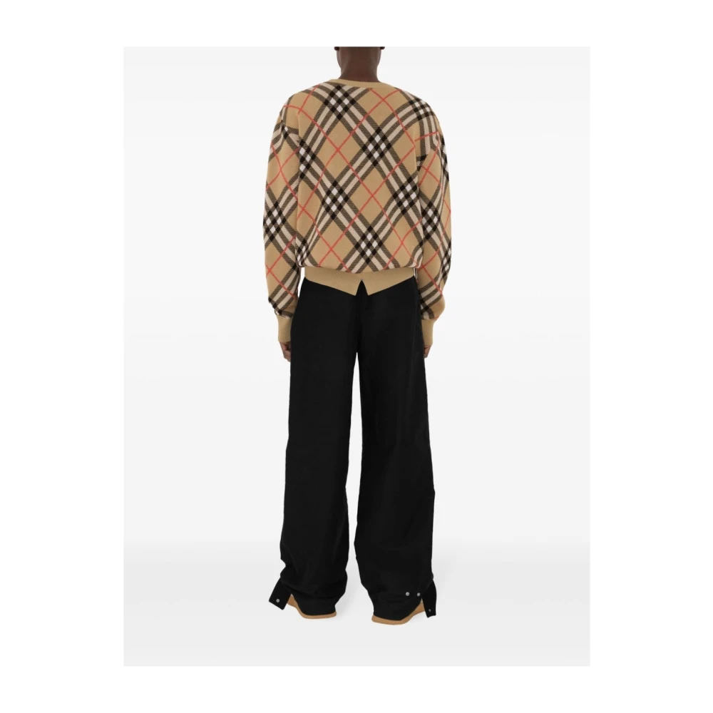 Burberry Geruite Patroon Wollen Trui Beige Heren