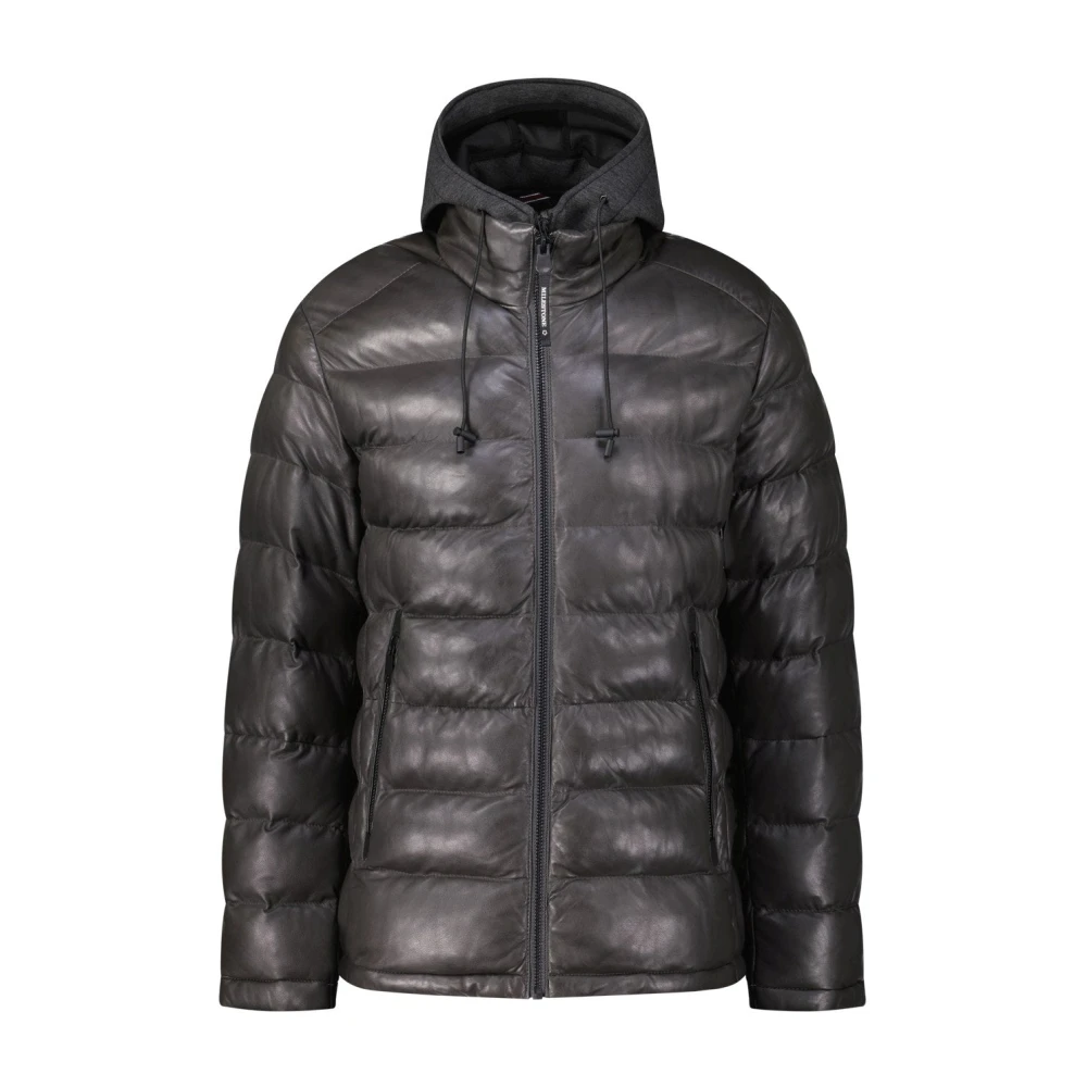 Milestone Gewatteerd leren jack met dubbele ritssluiting Gray Heren