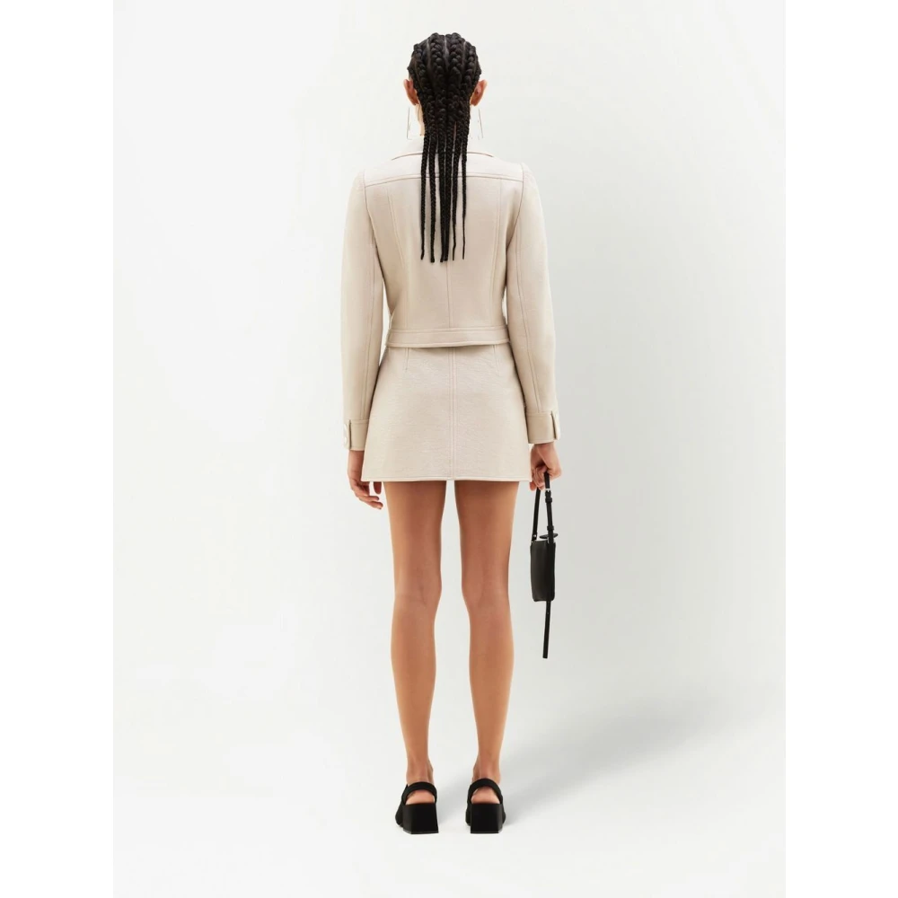 Courrèges Beige Jas met Logo Patch Beige Dames
