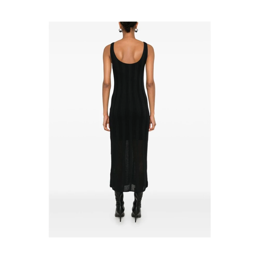 Calvin Klein Zwarte Gebreide U-Hals Jurk Black Dames