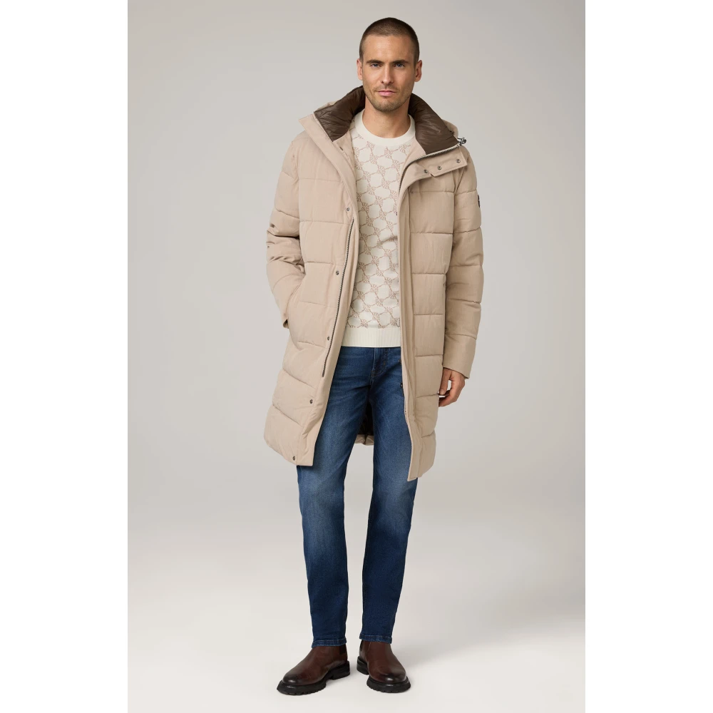 Joop! Gewatteerde heren winterjas met capuchon Brown Heren