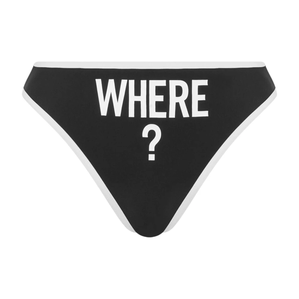 Moschino Mujer Negro Ropa De Baño Del Mar Con Estampado 'Where?'