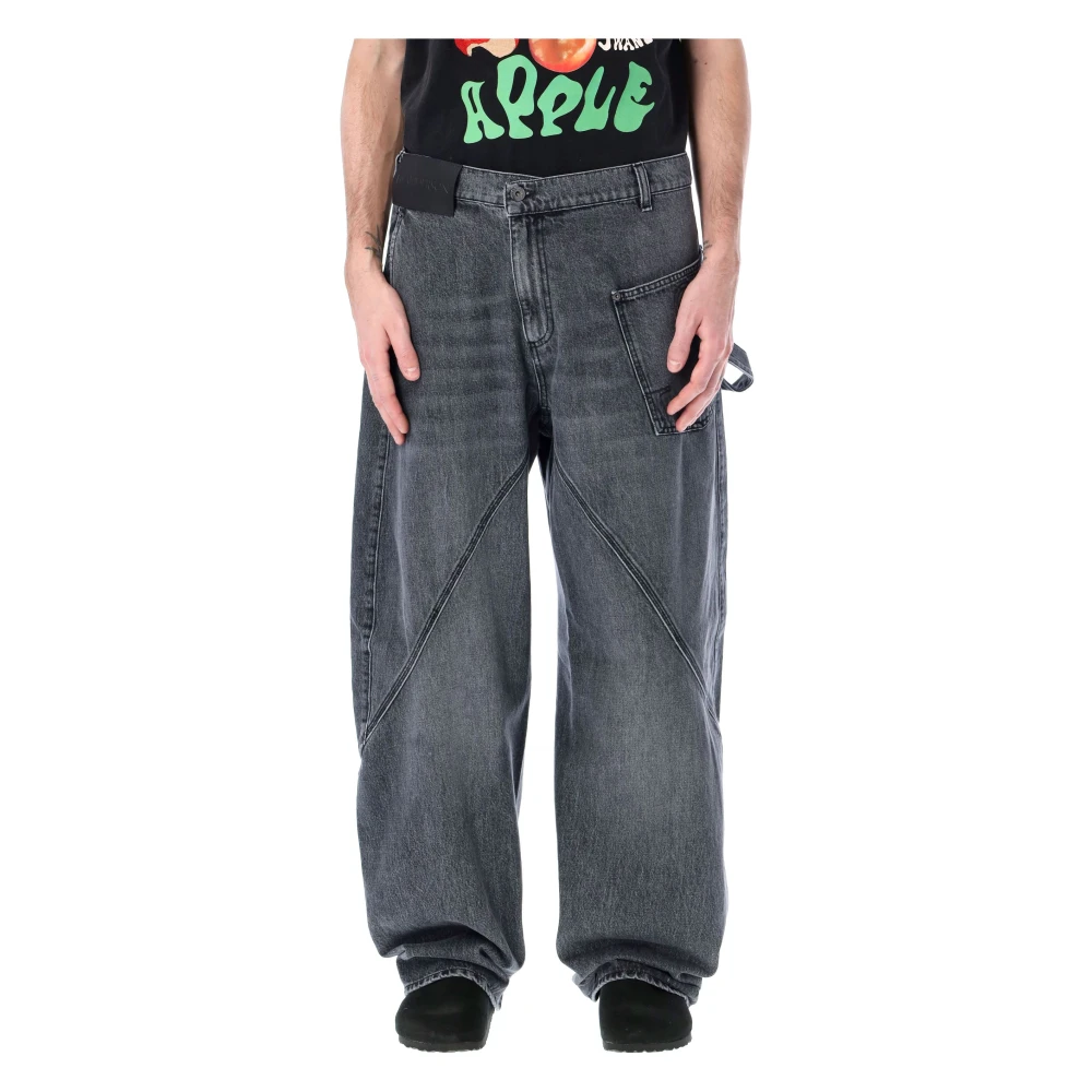 JW Anderson Grijze Twisted Workwear Denim Jeans Gray Heren