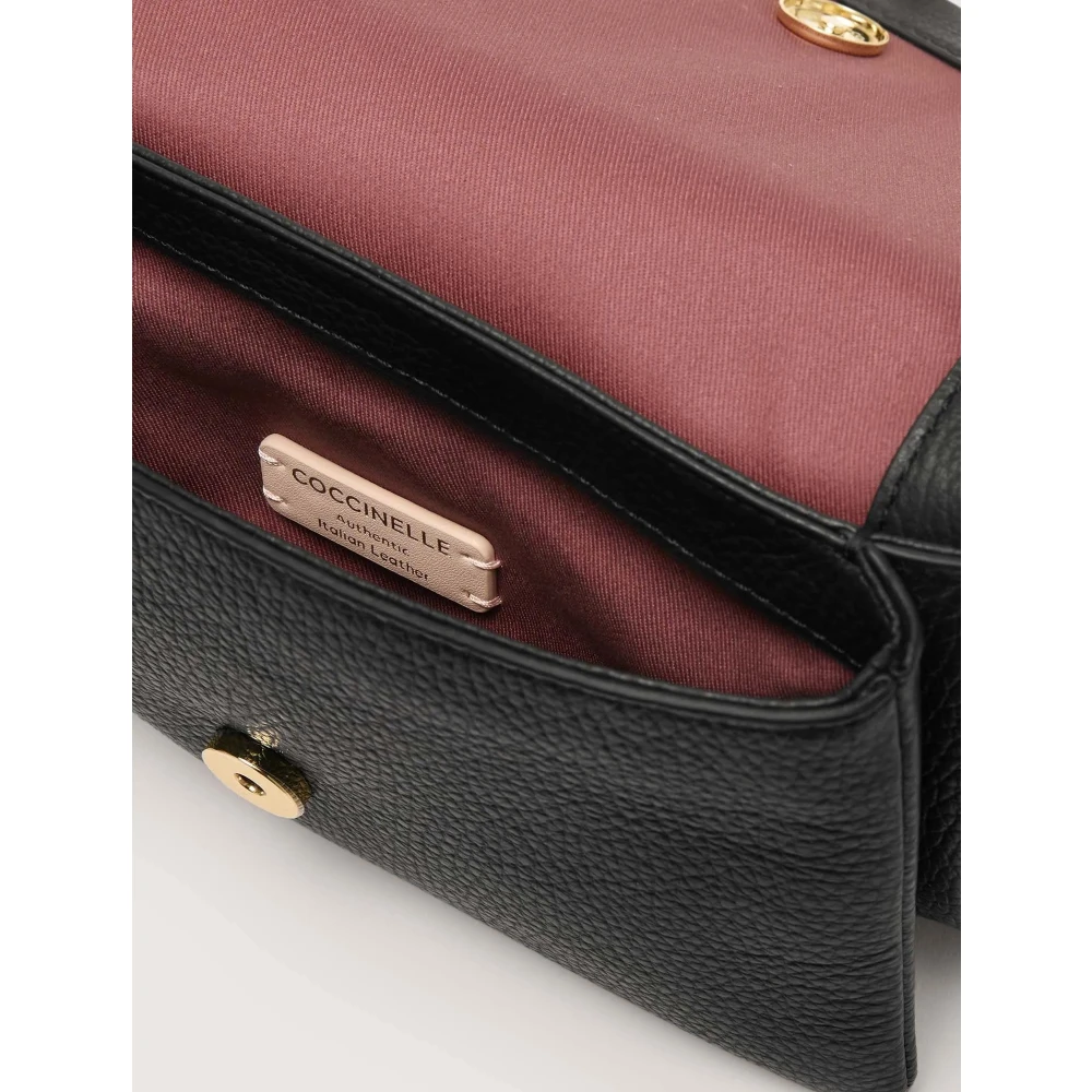 Coccinelle Zwarte leren schoudertas met ketting Black Dames