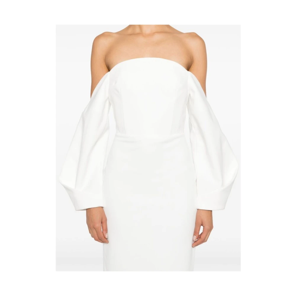 Solace London Witte Off-Shoulder Gedrapeerde Jurk White Dames