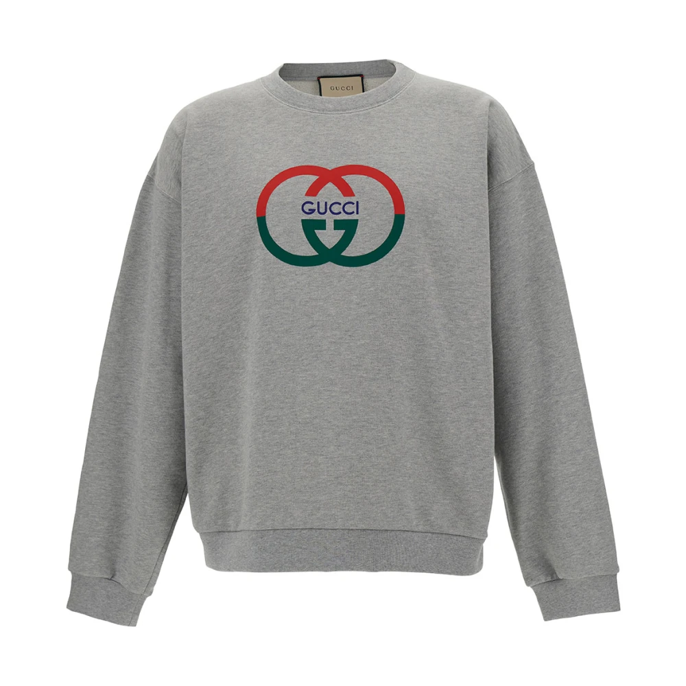 Gucci Grijze Crewneck Sweatshirt Double G Print Gray Heren