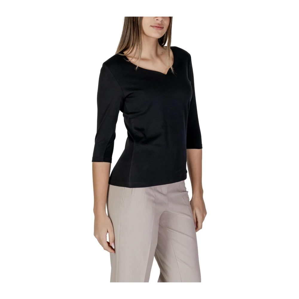 Street One Zwarte V-hals longsleeve T-shirt Black Dames