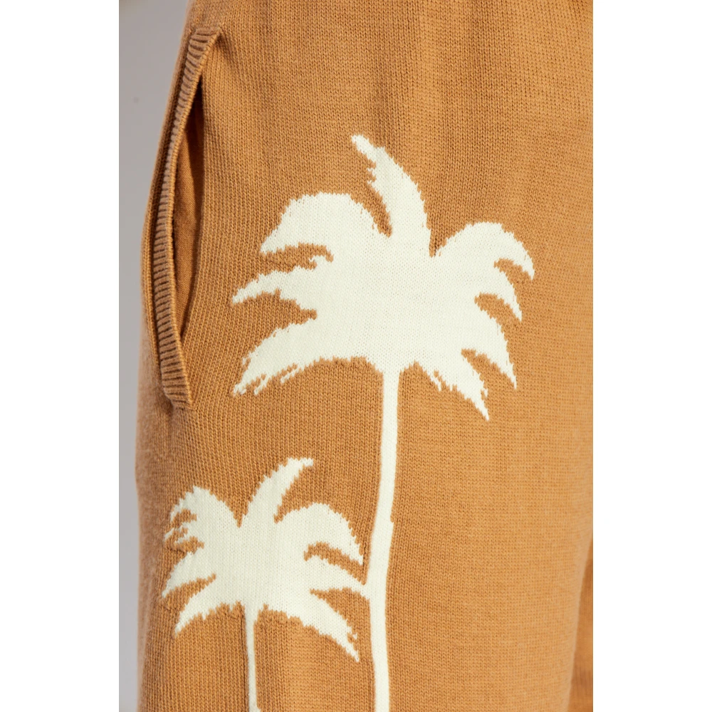 Palm Angels Shorts met palm patroon Brown Heren