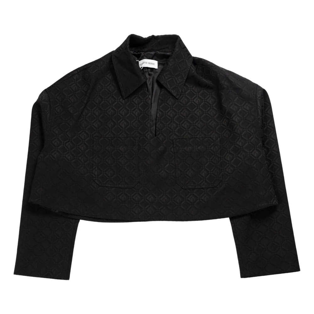 Marine Serre Diamant Jacquard Zwart Getailleerde Vareuse Black Dames