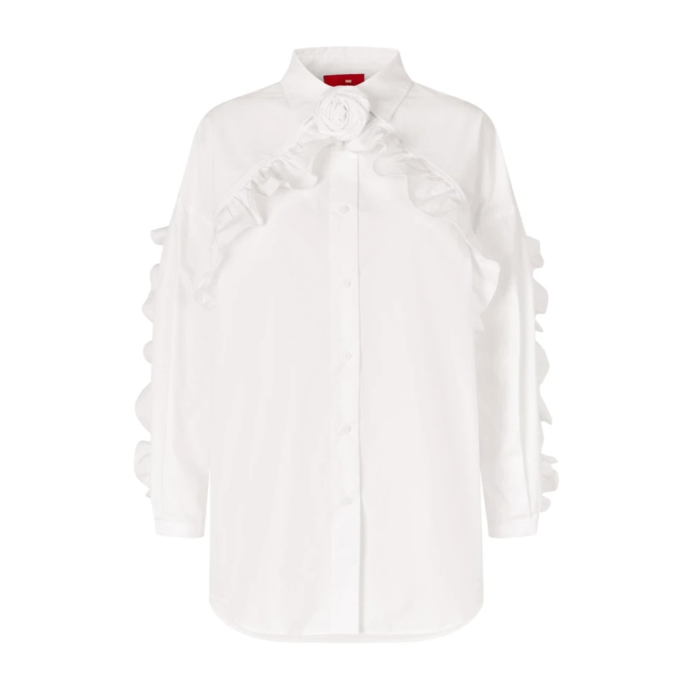 Cras Bloemen Oversized Shirt met Ruchedetails White Dames