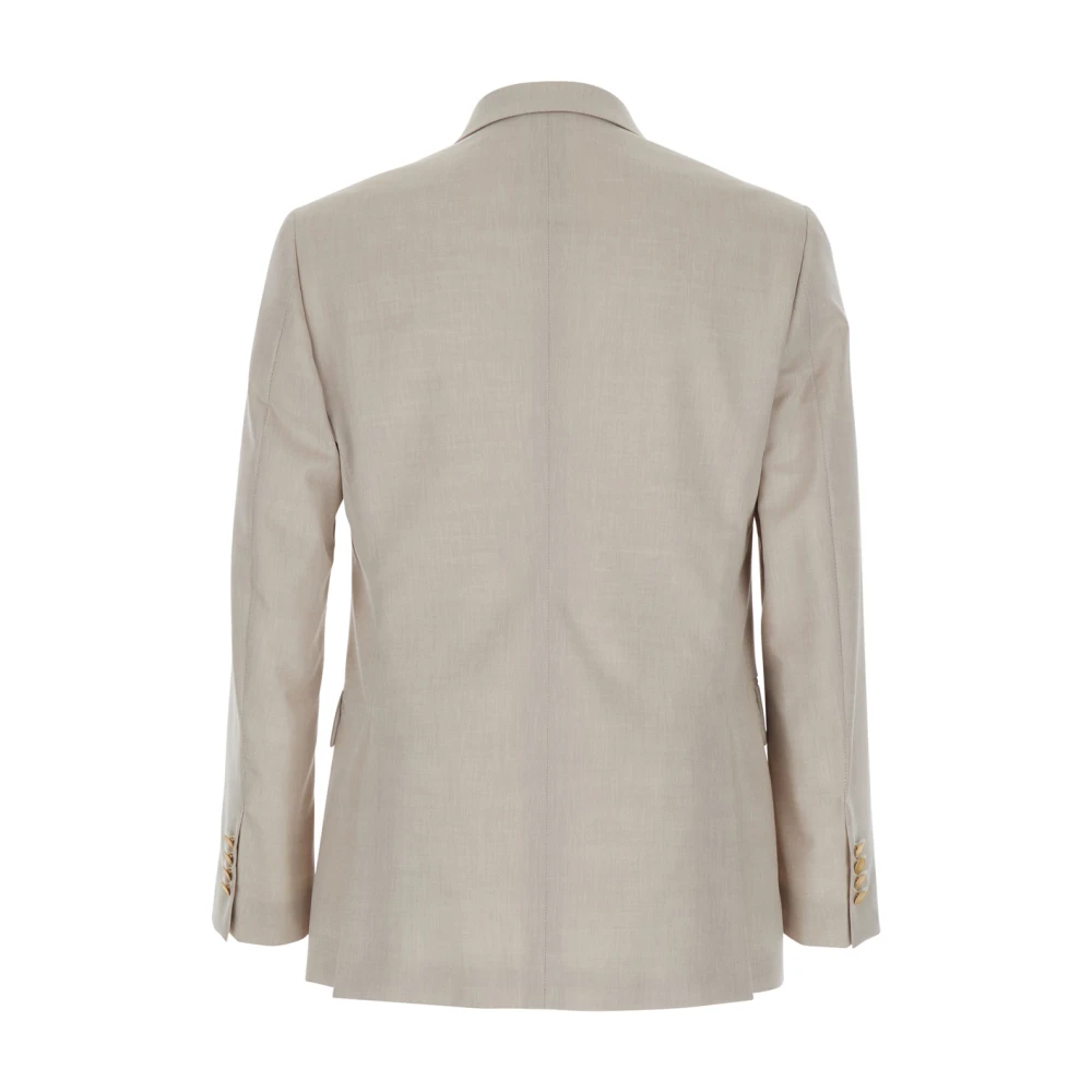Reveres 1949 Beige Double Breasted Wollen Jas Vrouw Beige Heren