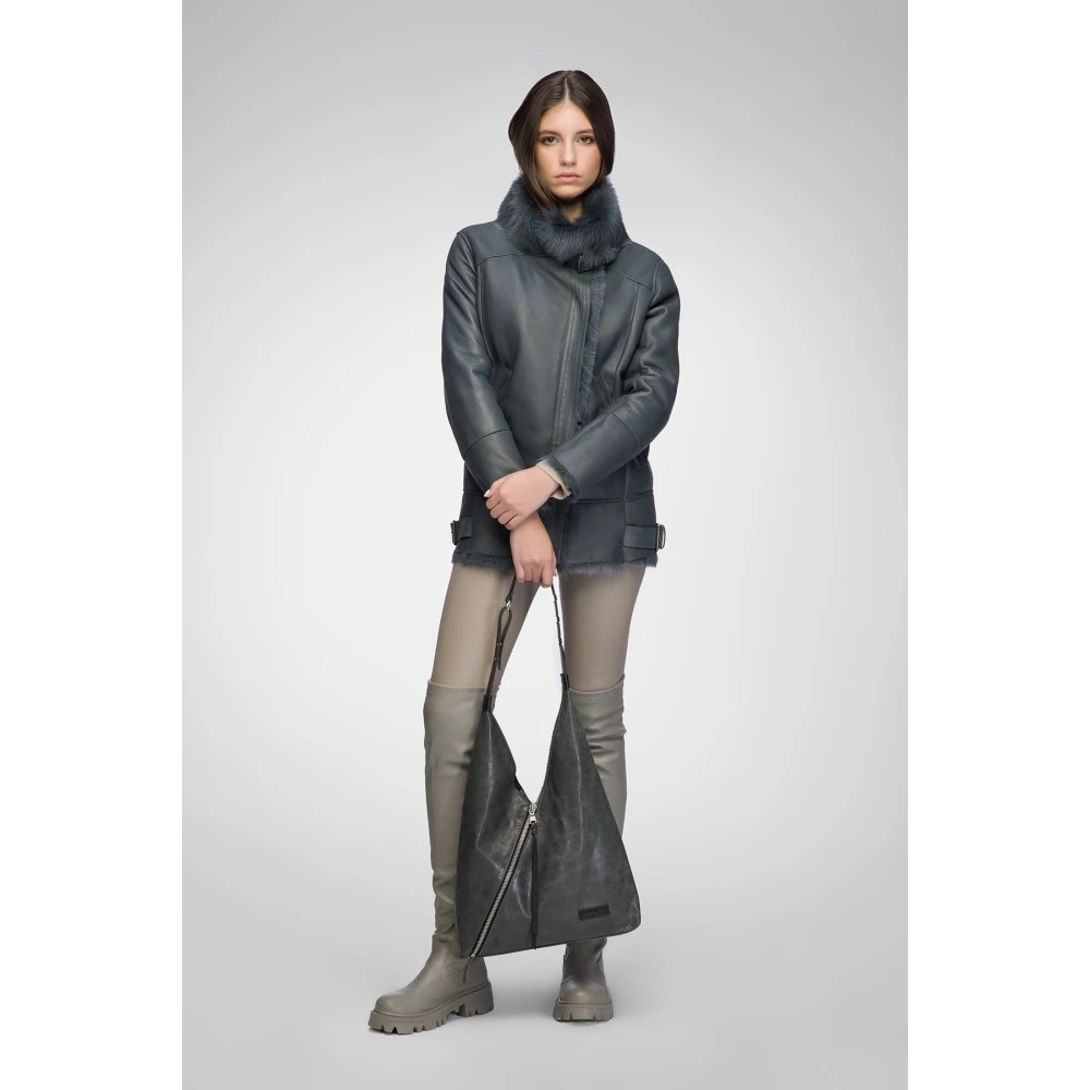 Vespucci by VSP Paige Donker Indigo Shearling Jas Blue Dames