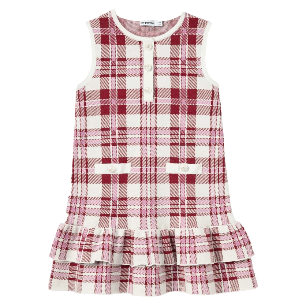 Self Portrait Check Knit Dress - Female - Dresses - Multicolor - 4 Y - Kids