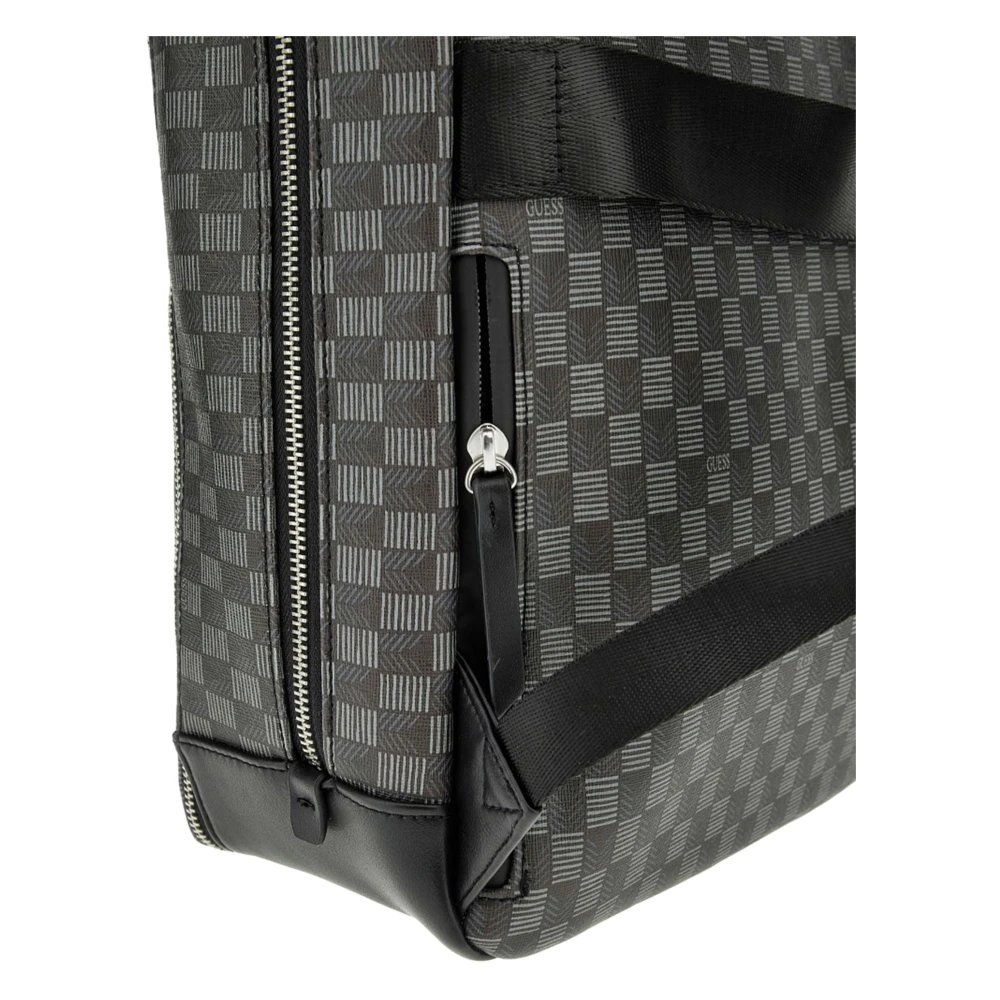 Guess Rugzak met geometrische print en zilveren hardware Black Heren
