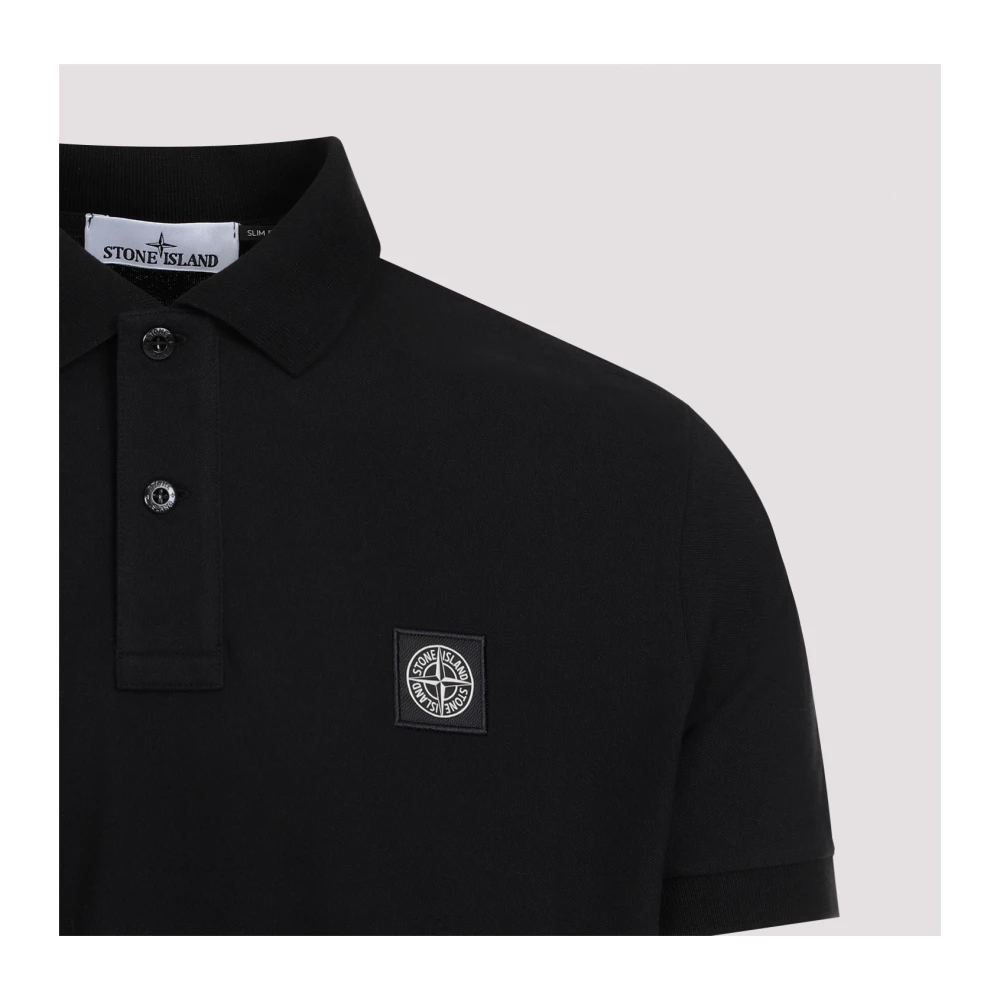 Stone Island Zwarte Polo Shirt Moderne Pasvorm Black Heren