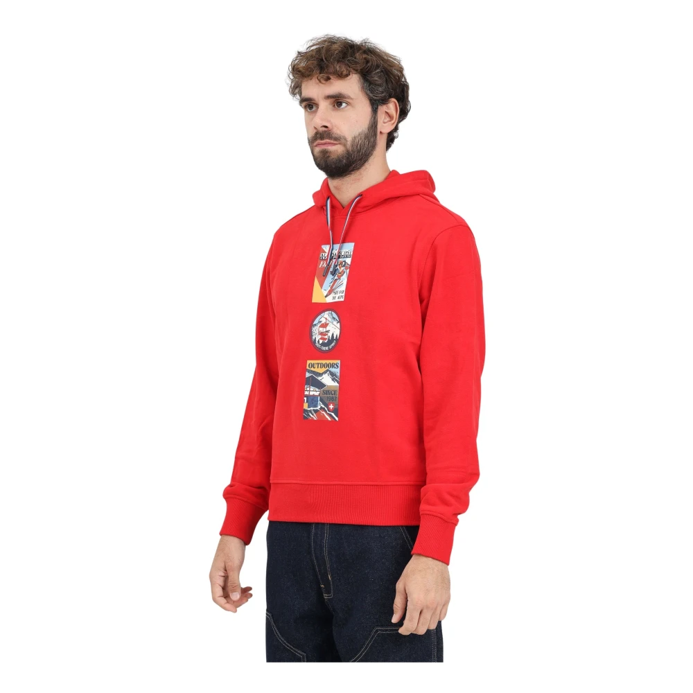 Napapijri Rode hoodie met grafisch ontwerp Red Heren