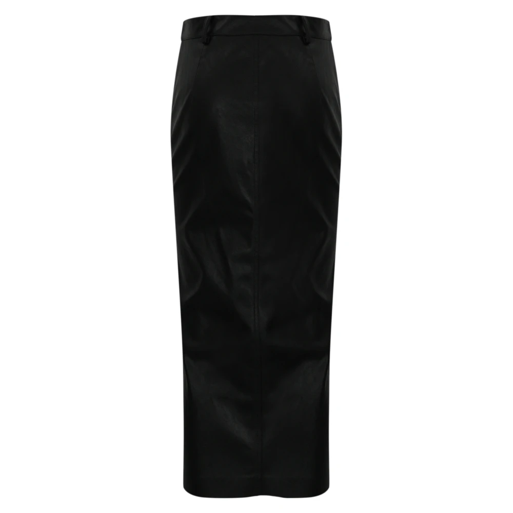 pinko Zwarte imitatieleren midi-rok Black Dames