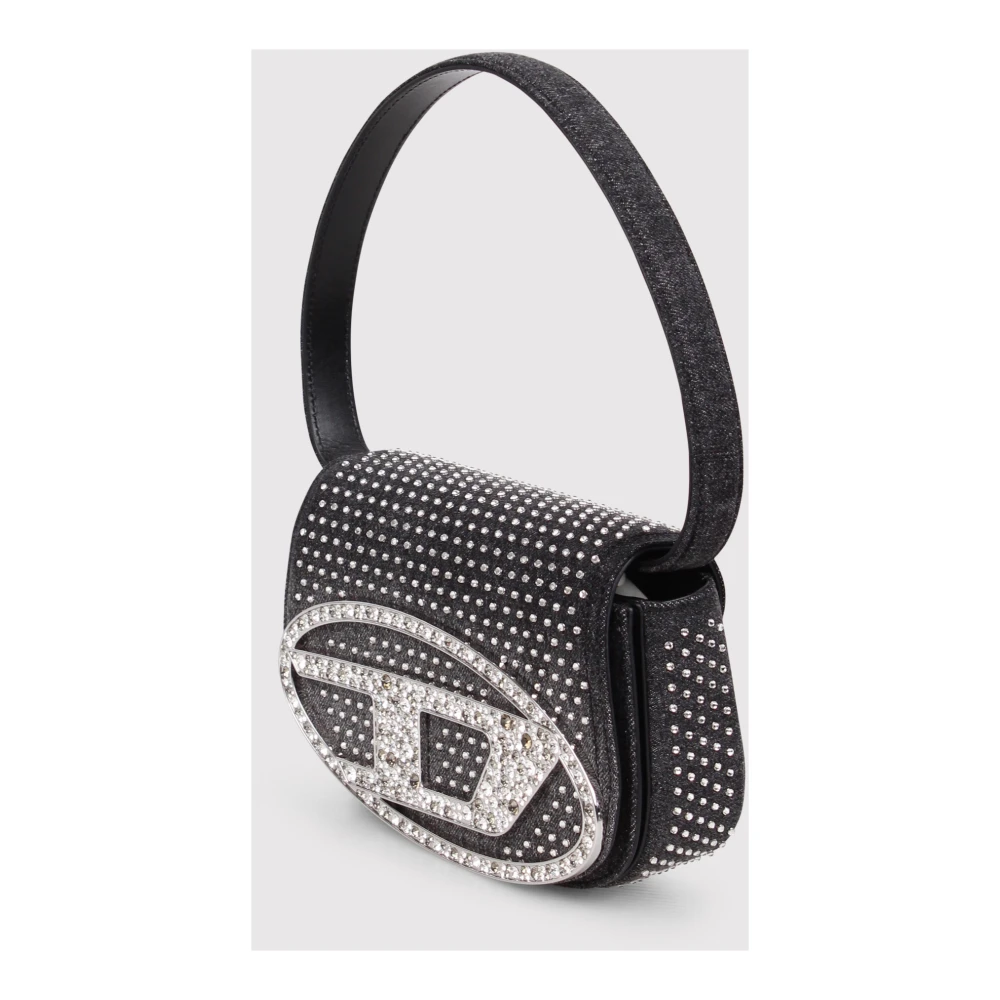 Diesel Schoudertas in denim en kristallen Black Dames
