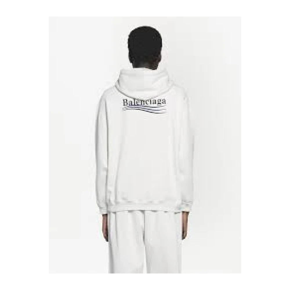 Balenciaga Geborduurde logo hoodie Oversize White Heren