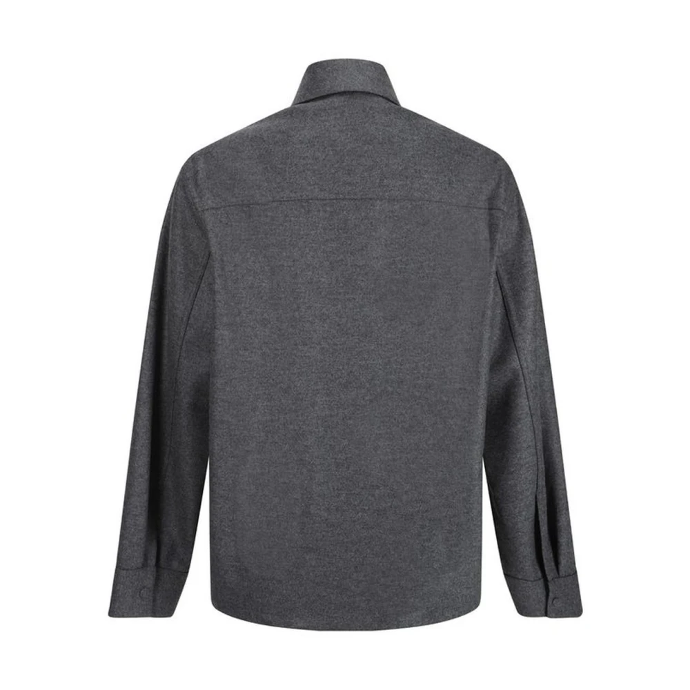 Jil Sander Oversize Wool Julie Classic Collar Shirt Gray Heren