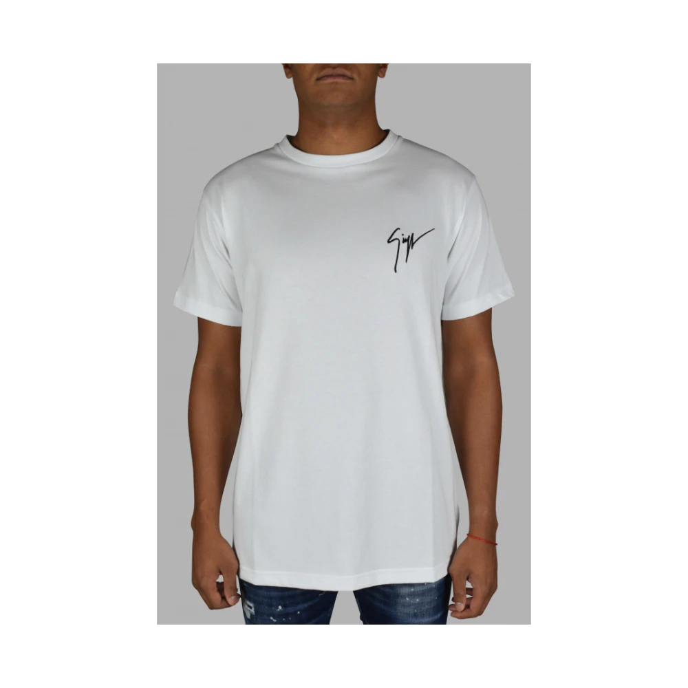 giuseppe zanotti Wit Logo T-Shirt Ronde Hals 100% Katoen Gemaakt in Italië White Heren
