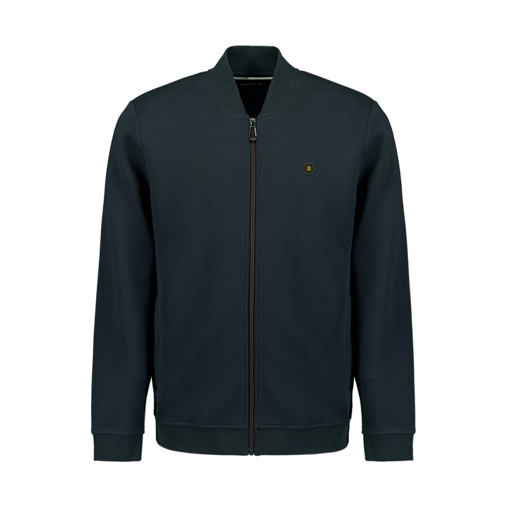 No Excess Piqué Bomber Rits Vest Blue Heren