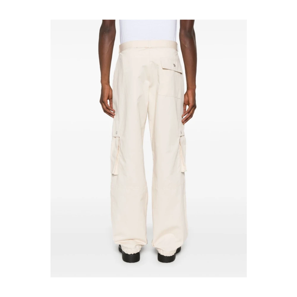 Jacquemus Crème Cargo Broek met Riem Beige Heren