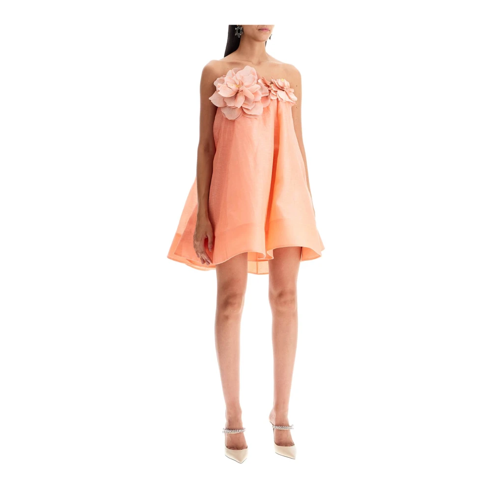 Zimmermann Bloemen Vierkante Hals Feestjurk Pink Dames