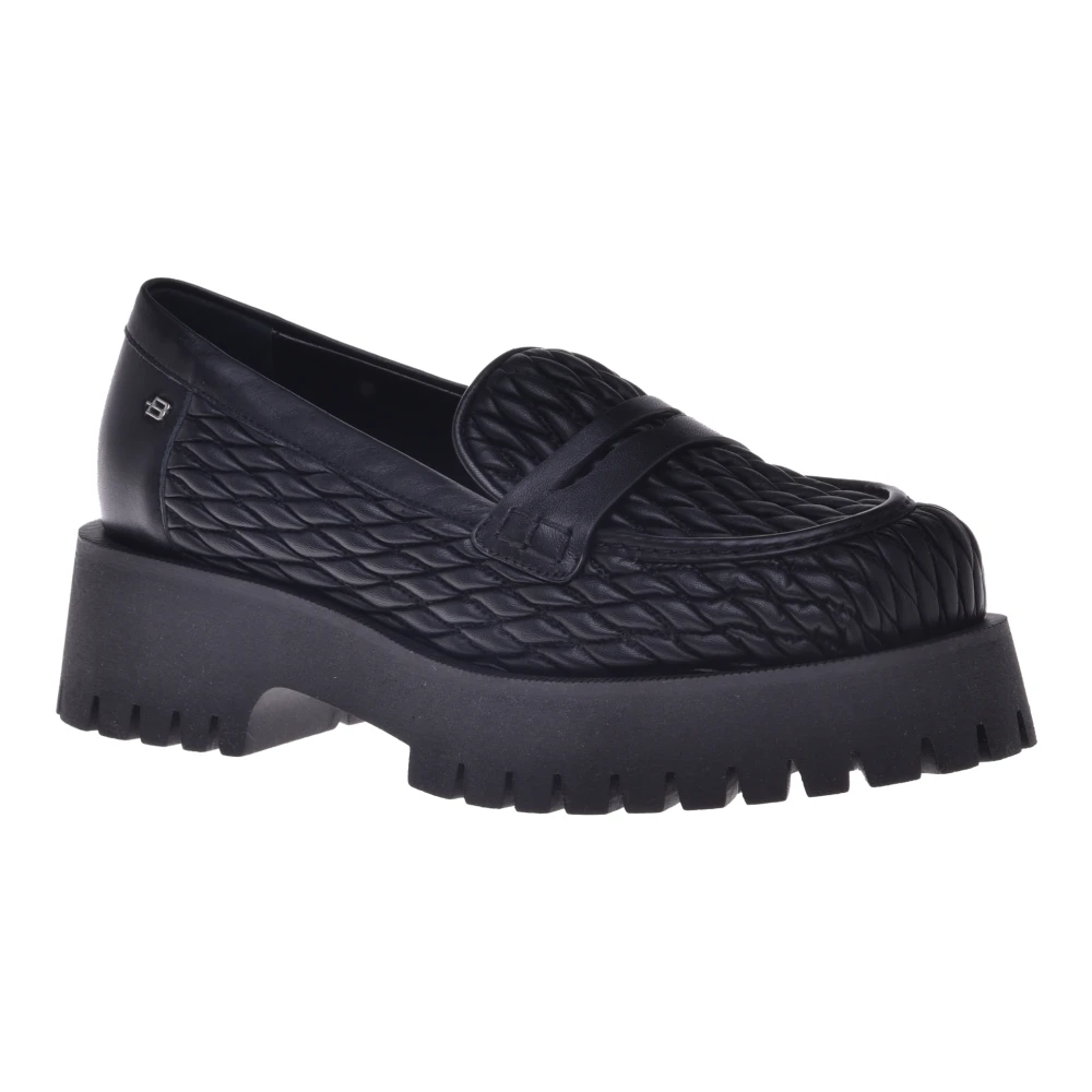 Baldinini Loafers i stretchig Eco-Nappa och svart läder Black, Dam