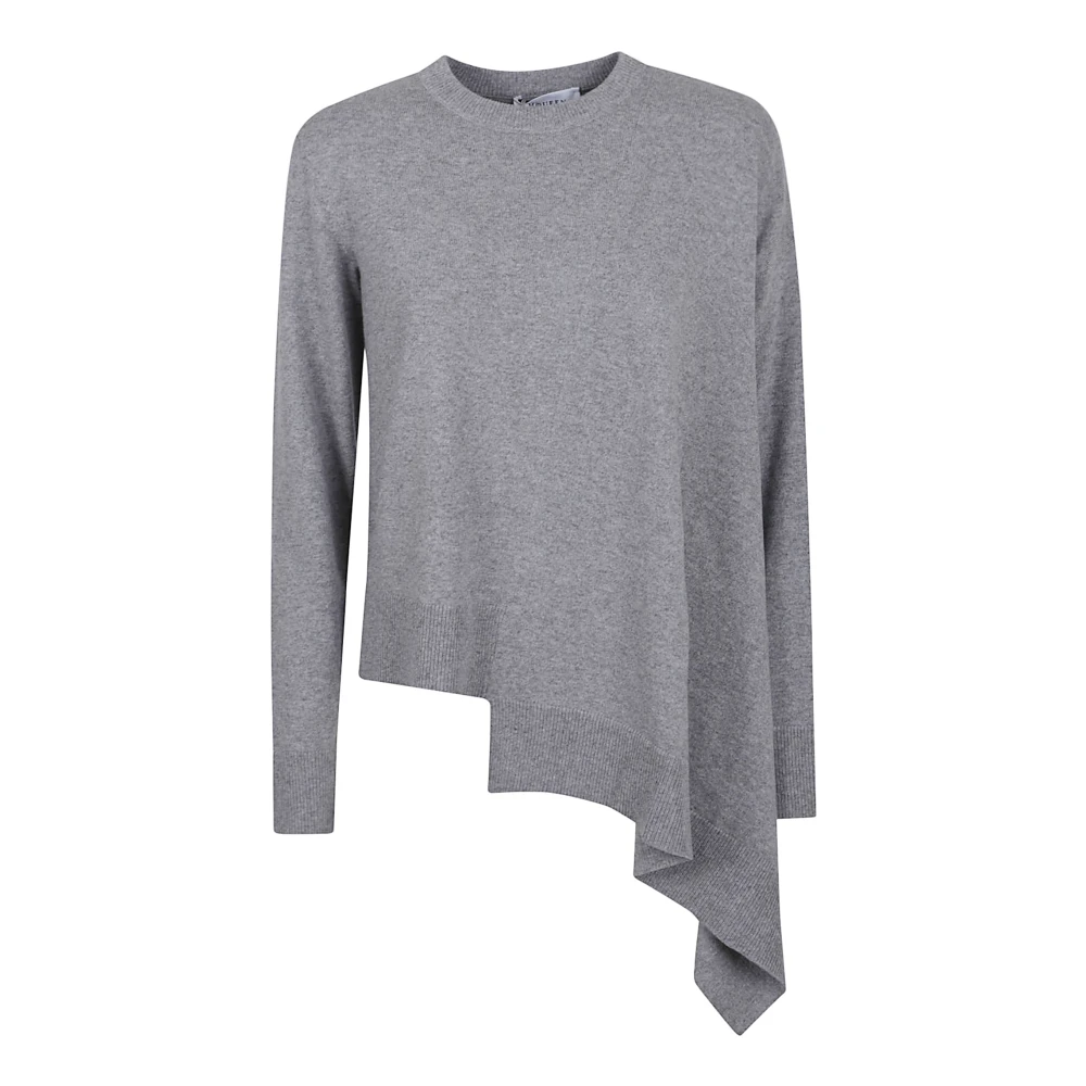 Alexander Mcqueen Women's Gray Cashmere Knitwear, S, Asymmet Crwnk Jumper
