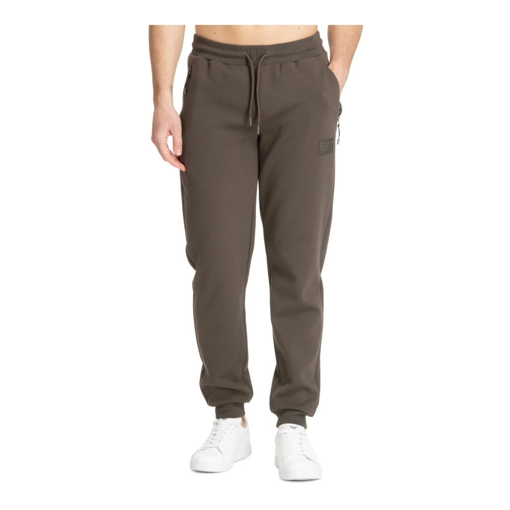 Emporio Armani Ea7 Men's Brown Sweatpants,, Sporty Joggers With Multiple Pockets Medium