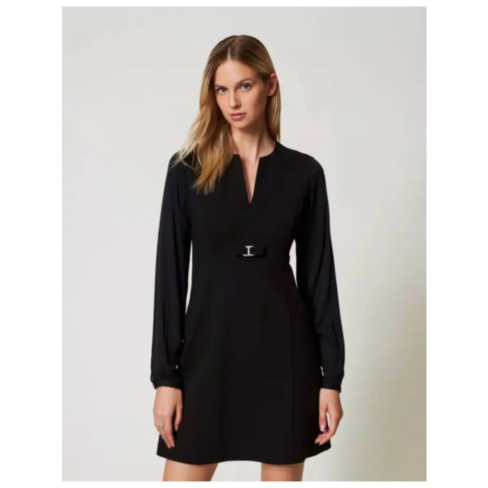 Twinset Milano Gebreide Korte Jurk Black Dames