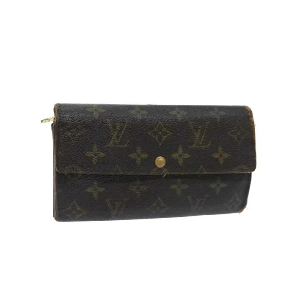 Pre-owned Brunt lerret Louis Vuitton lommebok