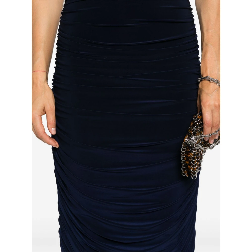 Norma Kamali Navy Blauwe Gerimpelde Bodycon Jurk Blue Dames