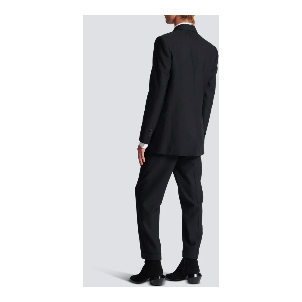 Balmain Monogram Jacquard Blazer Black Heren