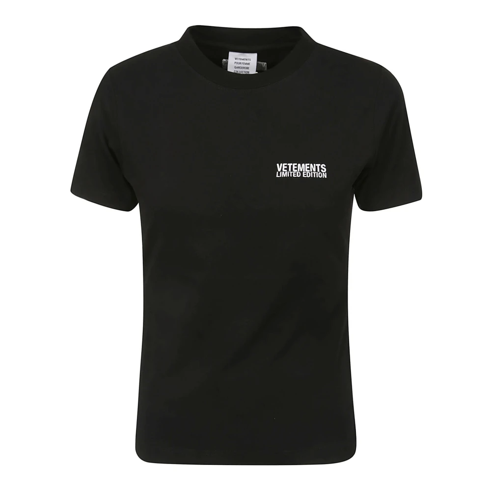 Vetements Geborduurd Logo Aansluitend T-shirt Black Dames