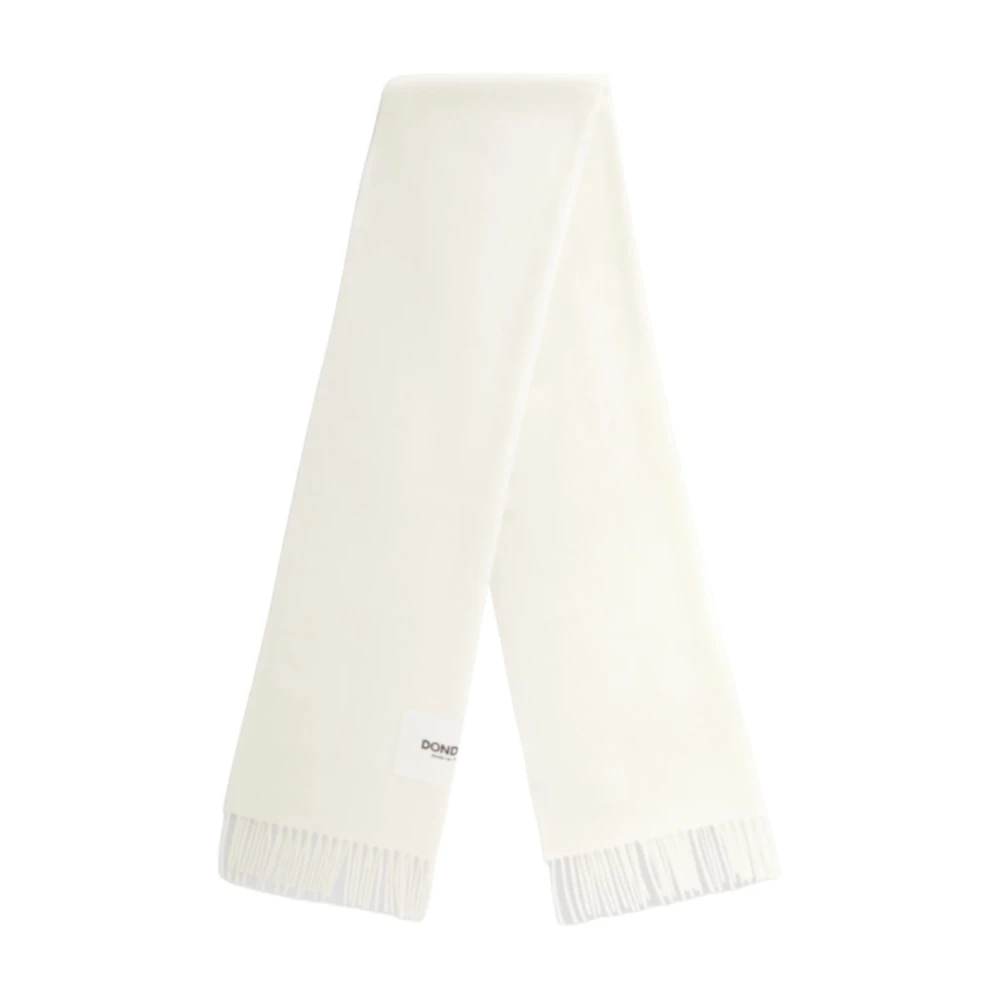 Dondup White Winter Scarves, Female, One Size, Scarf With Fringes And Logo Label