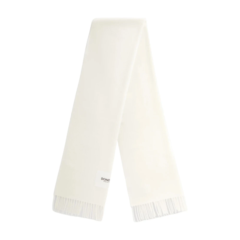 Dondup Witte Sjaal met Franjes en Logo Label White Dames