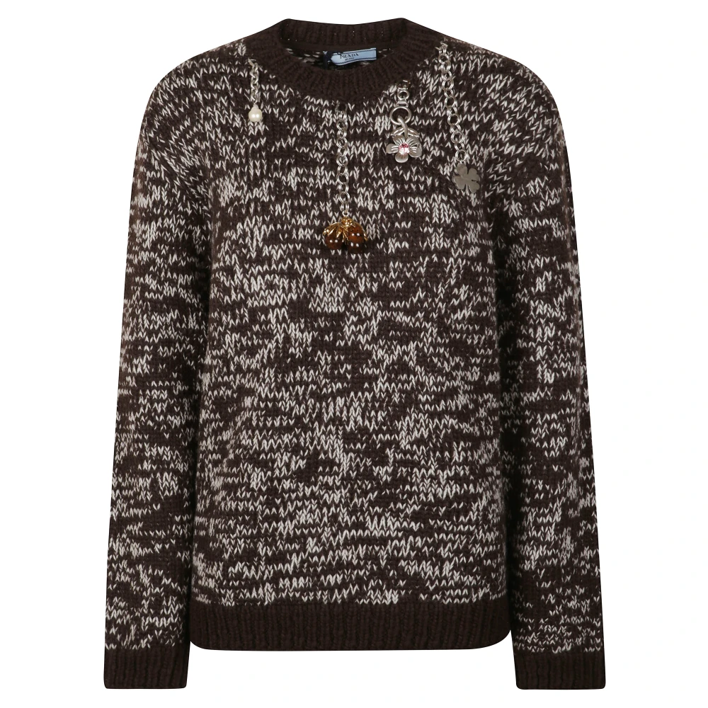Prada Multicolor Two-Tone Wool Oversize Jumper - Female - Round-Neck Knitwear - S - Knitwear