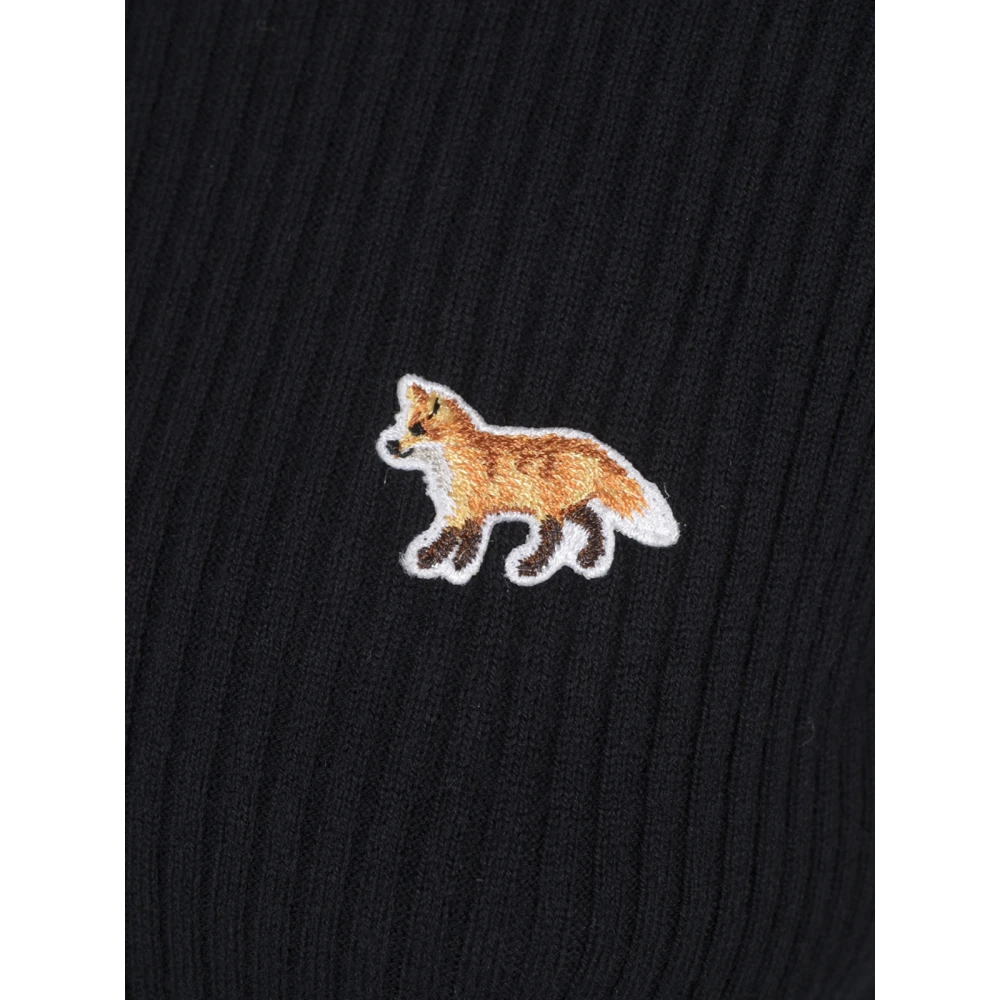 Maison Kitsuné Zwarte trui met baby vos patch Black Dames