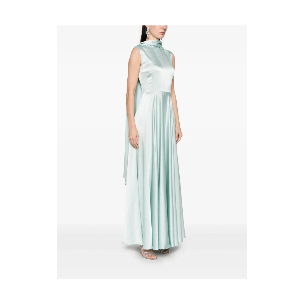 Solace London Aqua Blauwe Mouwloze Jurk met Bevestigde Sjaal Blue Dames
