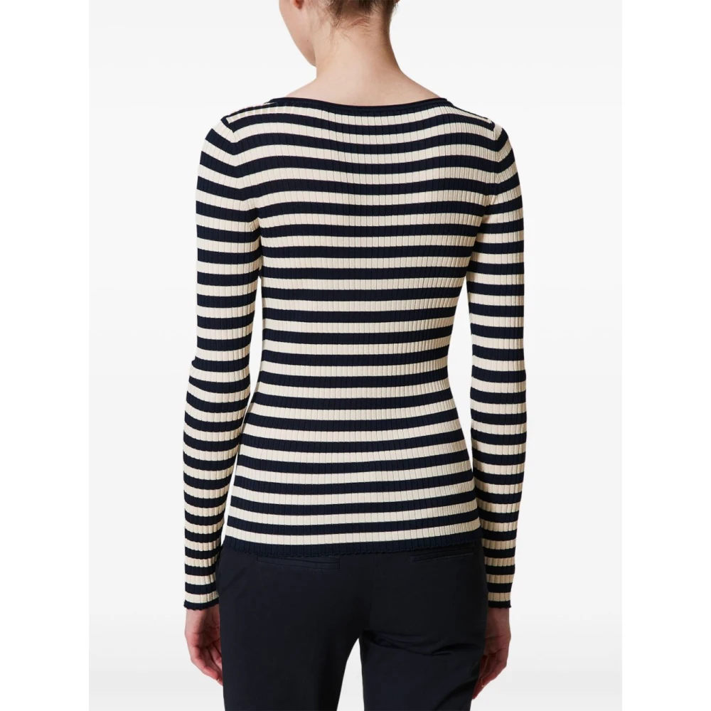 Twinset Navy Blue Boat Neck Sweaters Multicolor Dames