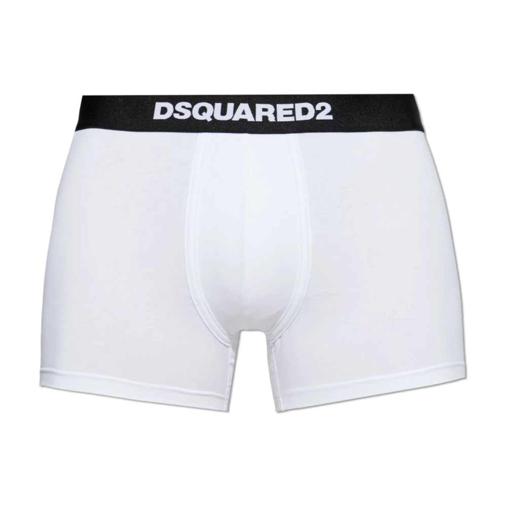 Dsquared2 Homme Blanc Sous-Vêtements, Taille: 2XL Boxer Briefs En Coton Avec Logo