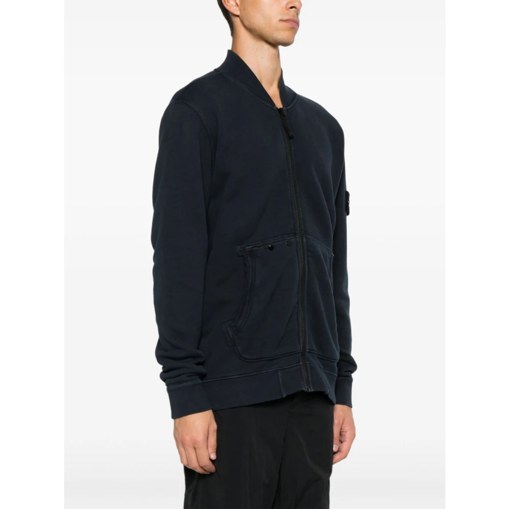 Stone Island Navy Blue Jersey Baseball Sweater Blue Heren