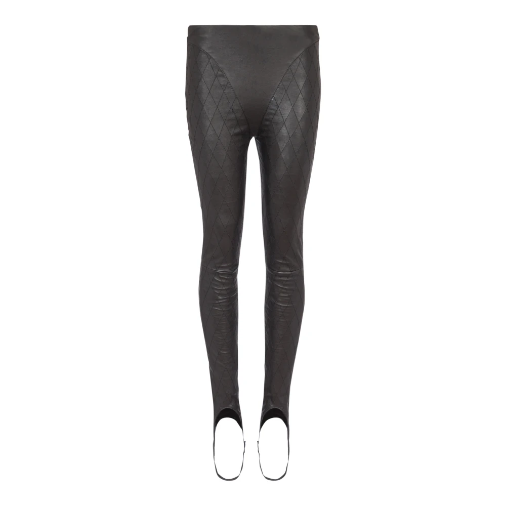 Balmain Topstitched leren leggings Black Dames